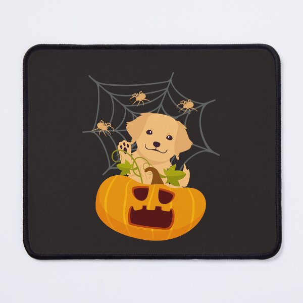 Item preview, Golden Retriever Puppy in Spooky Halloween Pumpkin and Spider Web designed and sold by SeasonalDogs.
