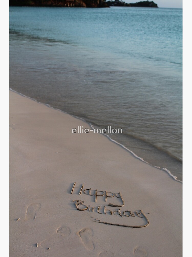 Impression Rigide Joyeux Anniversaire Ecrit Dans Le Sable Par Ellie Mellon Redbubble