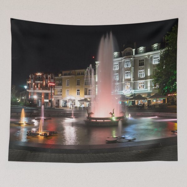 Item preview, Baby Pink Pelican Fountain - Plovdiv Bulgaria Night Magic designed and sold by Georgia Mizuleva.