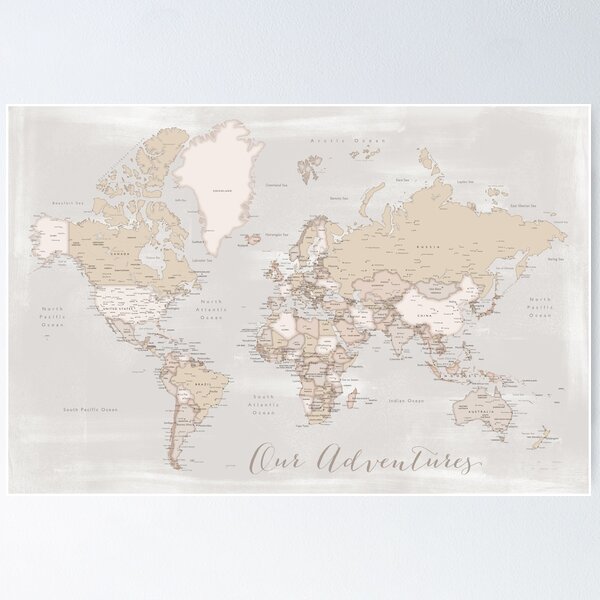 Item preview, Our adventures rustic detailed world map designed and sold by blursbyai.