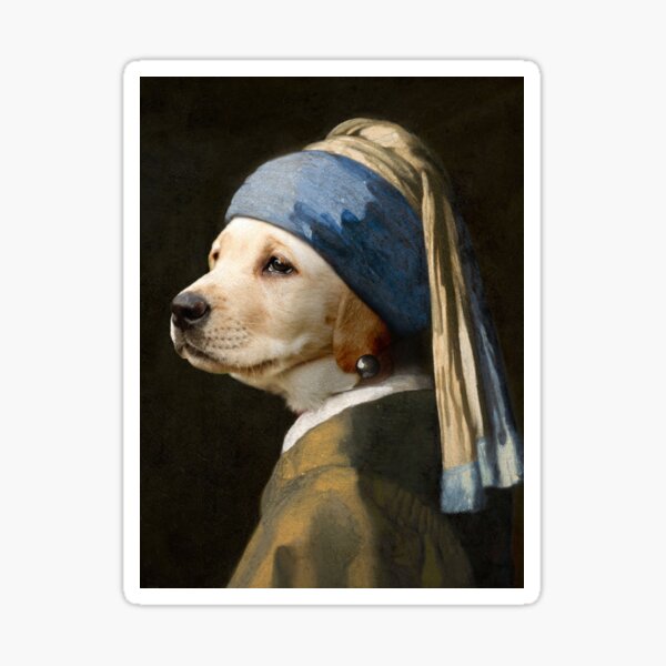 Item preview, The Labrador with a Pearl Earring - Print / Home Decor / Wall Art / Poster / Gift / Birthday / Labrador Lover Gift / Animal print Canvas Print designed and sold by Furry And  Purry.