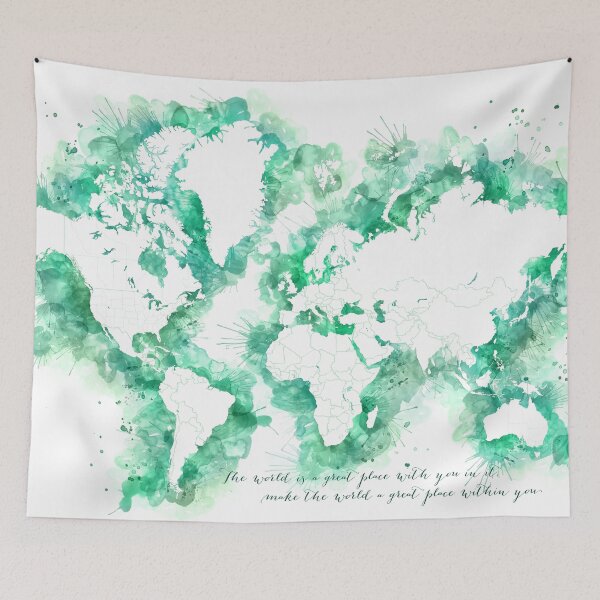 Item preview, Inspirational quote world map designed and sold by blursbyai.