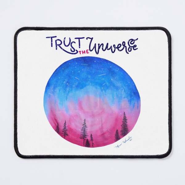 Item preview, Trust the Universe / Watercolor / Pink Galaxy / T-shirt / Painting / Pine Trees / Blue / Light designed and sold by AnnaWander.