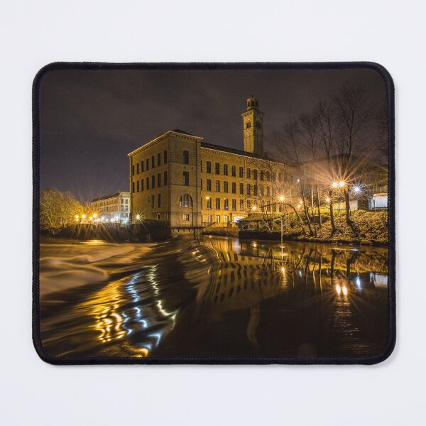 Item preview, Saltaire at night with salts mill in background designed and sold by Simon Sugden.