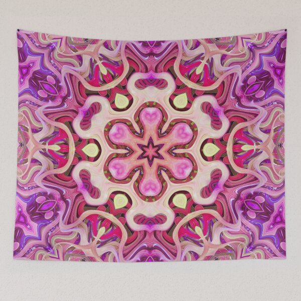 Item preview, Boho Vibes Abstract Kaleidoscope Maximalism Hippie Style Eclectic Mix of Pink Lilac Cream 1 of 16 designed and sold by Beachy.