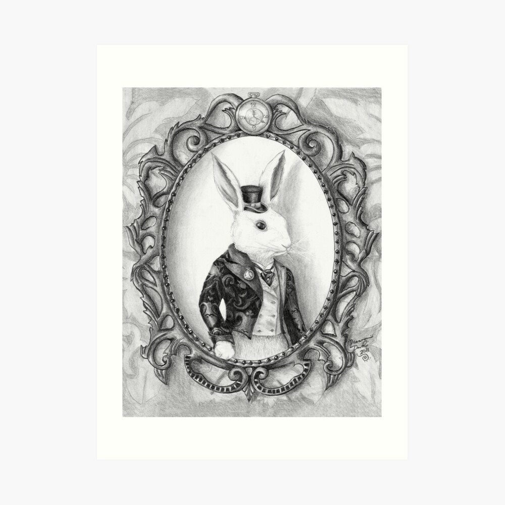 Alice in Wonderland White Rabbit & Red Queen Cat Wrapping Paper