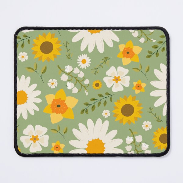Item preview, Sunflowers Vintage Olive Green Pattern Floral Texture designed and sold by Niranjana Aja.