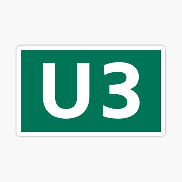 "U3 Berlin U-Bahn Logo Design" Sticker for Sale by surrile | Redbubble