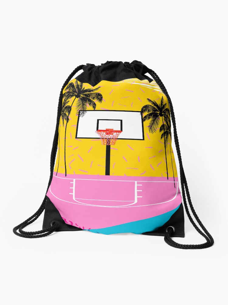 Thumbnail 1 of 3, Drawstring Bag, Dope - memphis retro vibes basketball sports athlete 80s throwback vintage style 1980's designed and sold by wackadesigns.