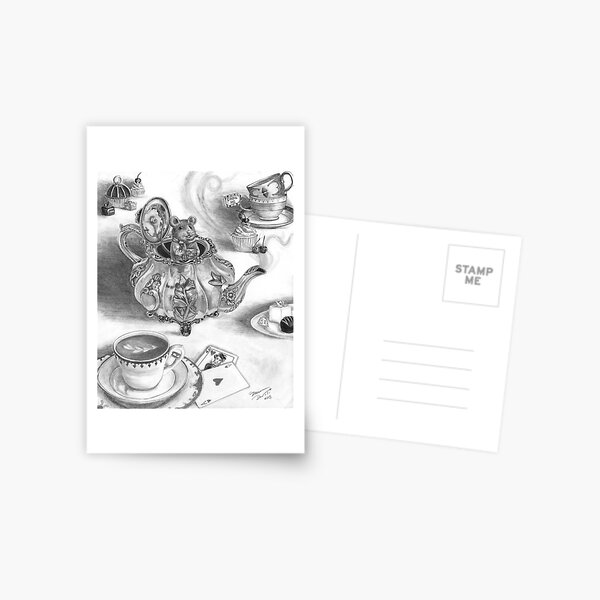 Dormouse Art Mouse Art Alice in Wonderland Tea Pot Postcard