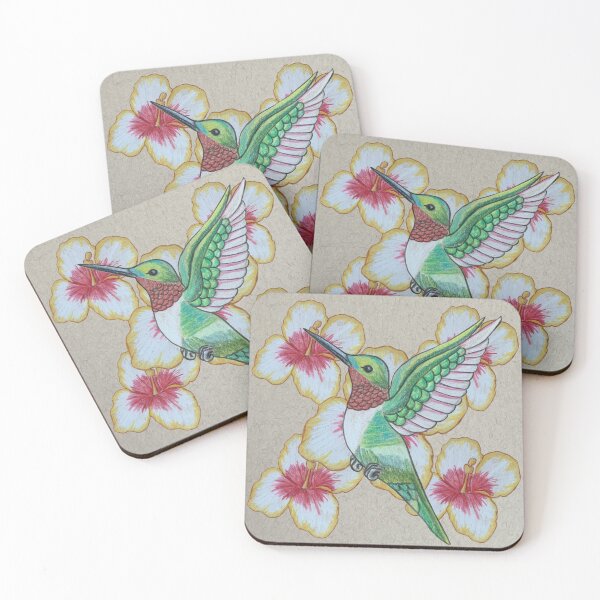 Item preview, Hummingbird and Hibiscus Flower Pattern designed and sold by Redtailedbailys.