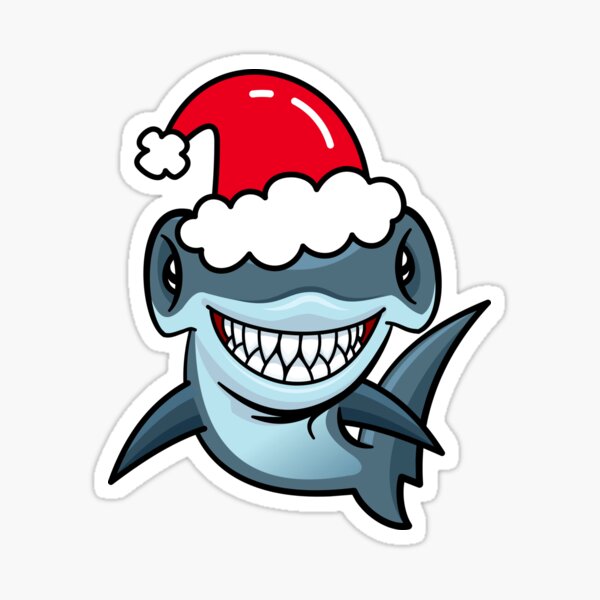 Santa Hammerhead Shark Sticker