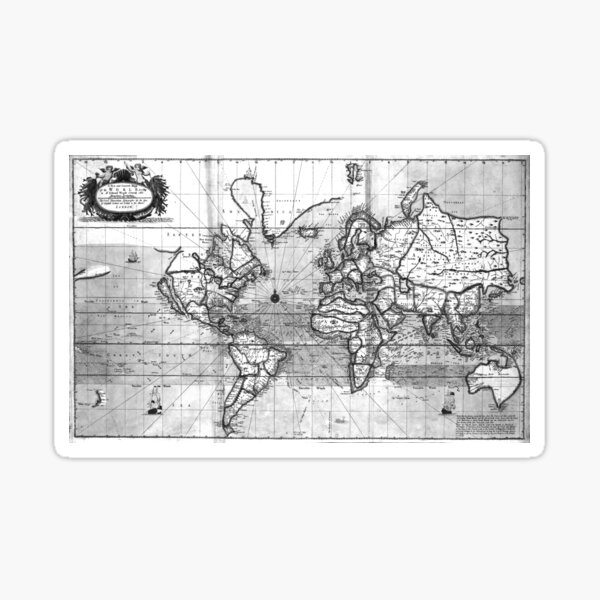 Item preview, Black and White World Map (1702) designed and sold by BravuraMedia.