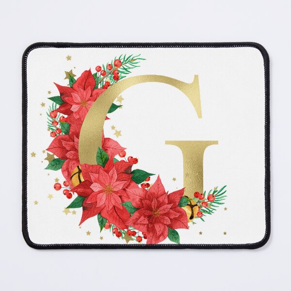 Item preview, Gold Letter "G" With Christmas Poinsettia Wreath designed and sold by Beneficial Art.