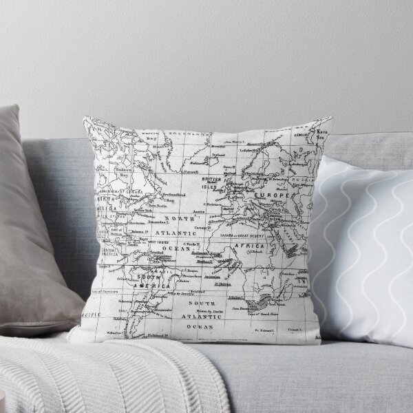 Item preview, Black and White World Map (1880) designed and sold by BravuraMedia.