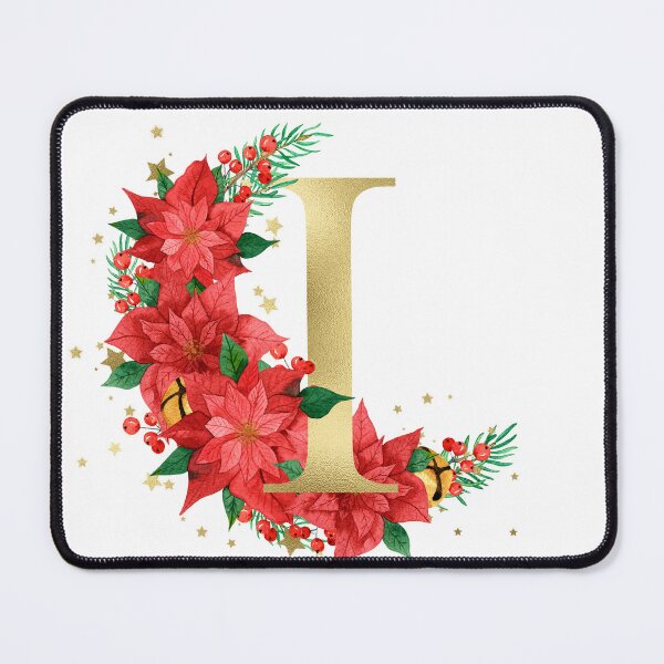 Item preview, Gold Letter "I" With Christmas Poinsettia Wreath designed and sold by Beneficial Art.