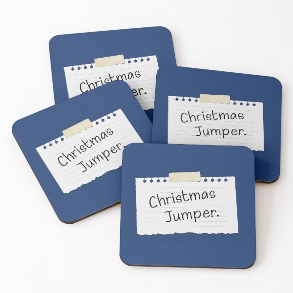 Item preview, Funny Anti-Christmas Jumper (On Blue) - Office Party Stationery Edition (Black Writing) designed and sold by STUDIO-72.
