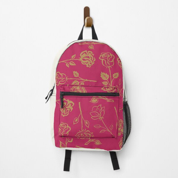Aperçu de l'œuvre Roses d'or sur la fente verticale rose fuchsia créée et vendue par HiddenPuppets.
