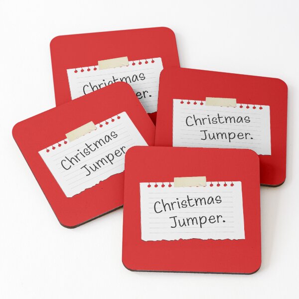Item preview, Funny Anti-Christmas Jumper (On Red) - Office Party Stationery Edition (Black Writing) designed and sold by STUDIO-72.