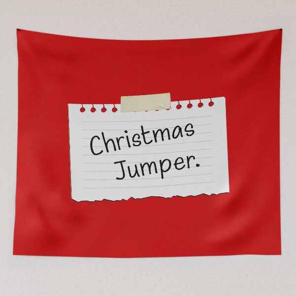 Item preview, Funny Anti-Christmas Jumper (On Red) - Office Party Stationery Edition (Black Writing) designed and sold by STUDIO-72.