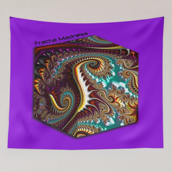 Item preview, Fractal Madness 3D Cube of Gold and Teal Fractals designed and sold by Warren Paul Harris.