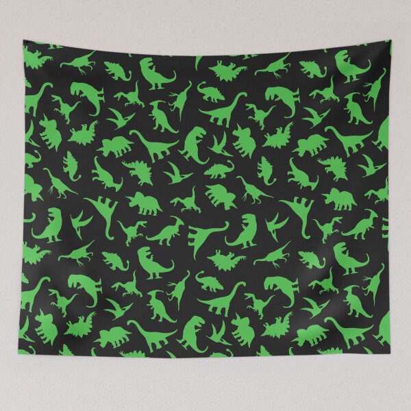 Item preview, Fun Dinosaur Pattern (Green On Black) designed and sold by jezkemp.