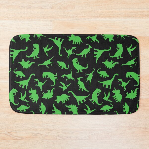 Item preview, Fun Dinosaur Pattern (Green On Black) designed and sold by jezkemp.
