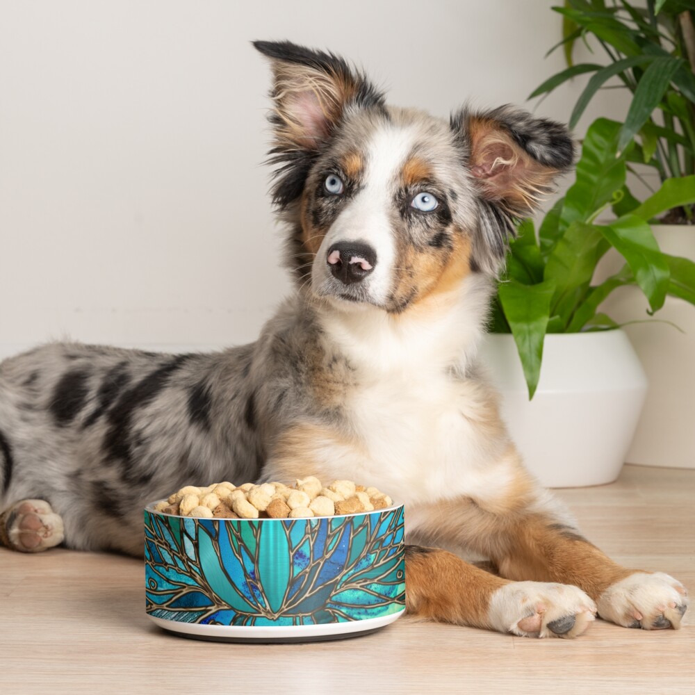 Lotus of the Infinite Turquoise Pet Bowl