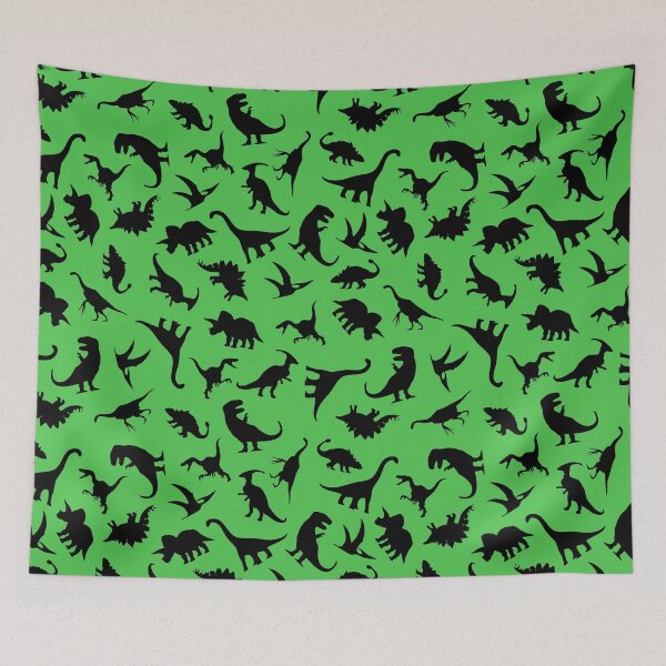 Item preview, Fun Dinosaur Pattern (Black On Green) designed and sold by jezkemp.