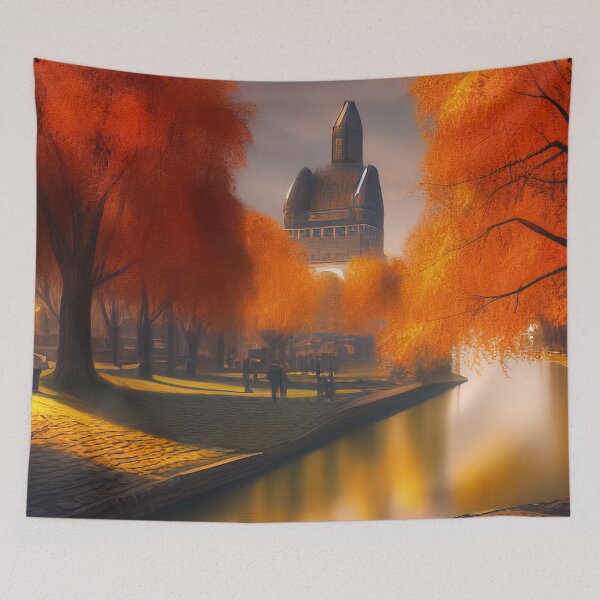 Item preview, Old city walk during fall designed and sold by FromAIwithLove.