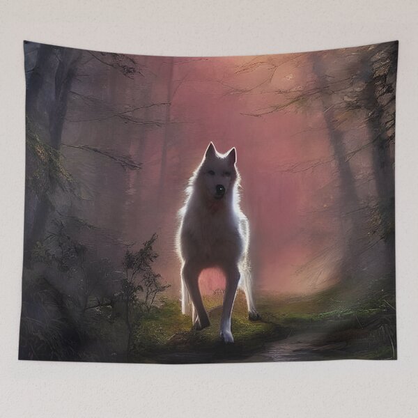 Item preview, Wolf Ghost Good Luck Painting Fall Forest Path Autumn designed and sold by Aniyah.
