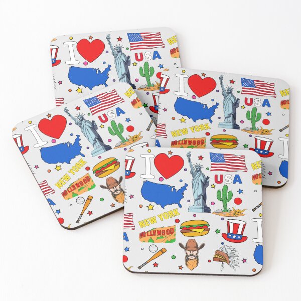 Item preview, I love United States. Hand drawn American elements, map and flag designed and sold by mashmosh.