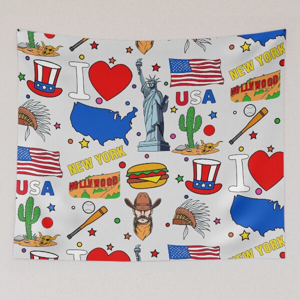 Item preview, I love United States. Hand drawn American elements, map and flag designed and sold by mashmosh.
