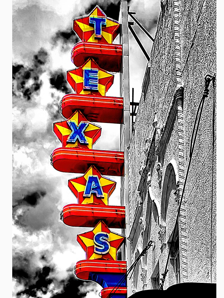 Artwork view, Texas Theatre Marquee Selective Color designed and sold by Warren Paul Harris