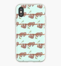 Baby Sloths hanging on Tree Pattern iPhone Case