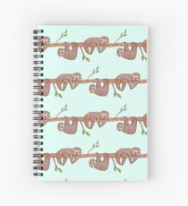 Baby Sloths hanging on Tree Pattern Spiral Notebook