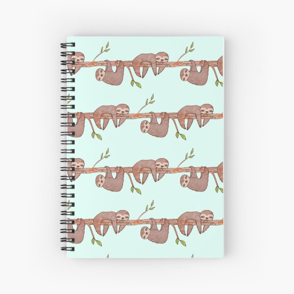 Baby Sloths hanging on Tree Pattern Spiral Notebook