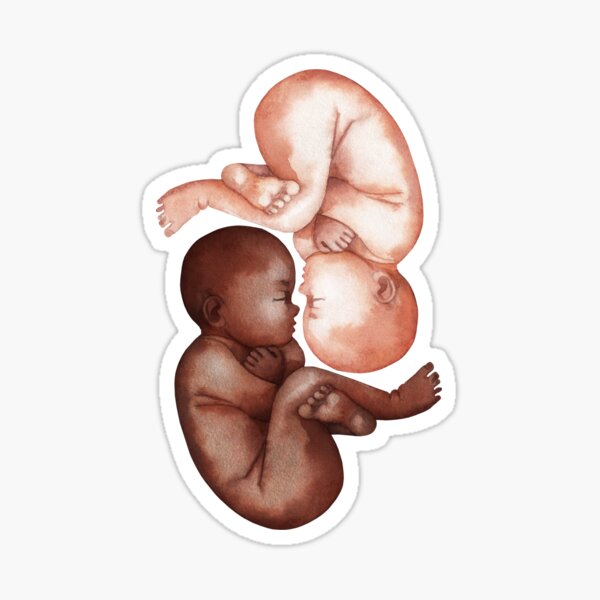 Watercolor African American and Caucasian babies Sticker
