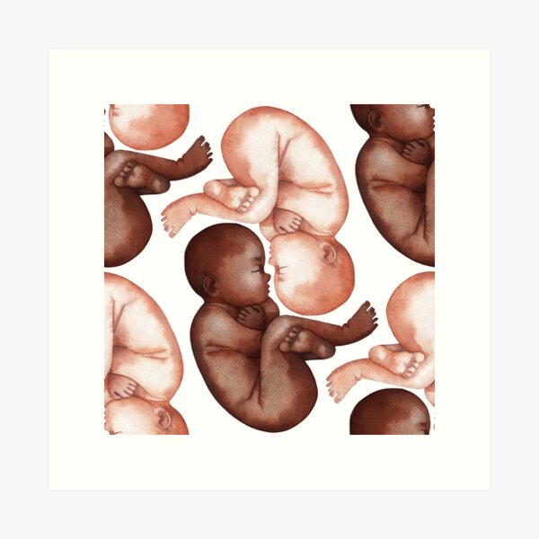 Item preview, Watercolor African American and Caucasian babies designed and sold by Ekaterina Glazkova.