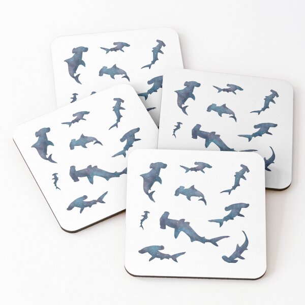 Item preview, Hammerhead Sharks watercolor silhouette pack - blue  designed and sold by Krista Robertson.