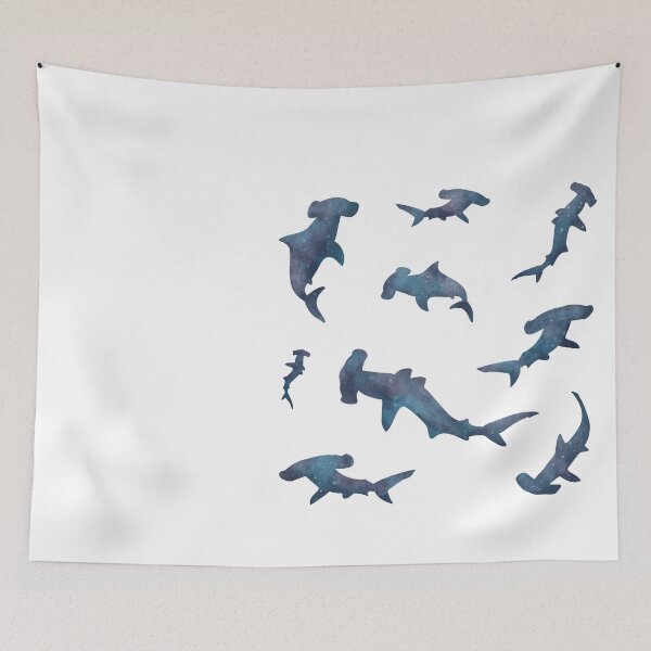 Item preview, Hammerhead Sharks watercolor silhouette pack - blue  designed and sold by Krista Robertson.