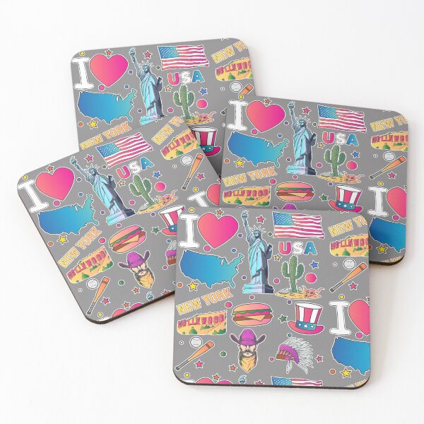 Item preview, hand drawn American travel symbols, USA map, Cultural icons, flag  designed and sold by mashmosh.