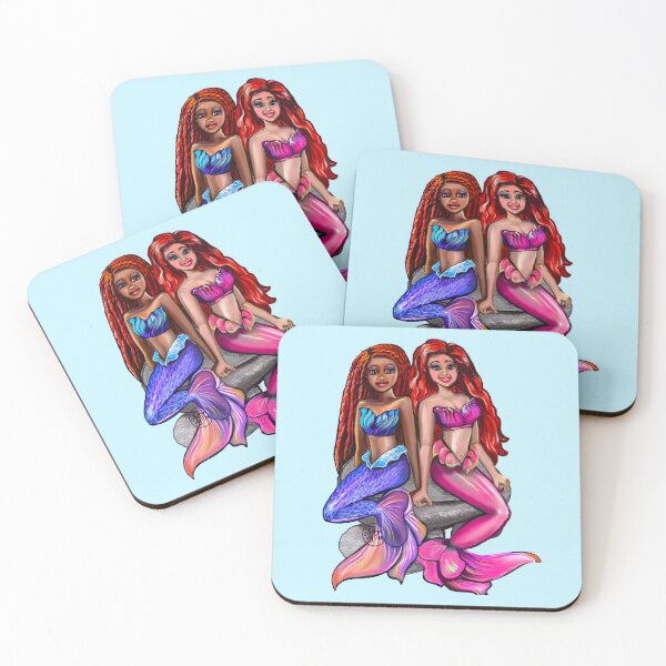 Item preview, Black mermaid and white mermaid sitting together. African American Mermaid  designed and sold by Artonmytee.