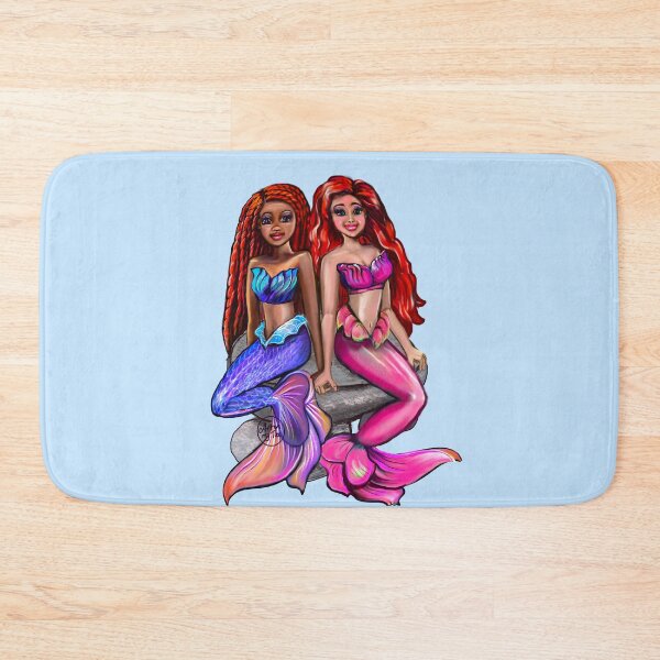 Item preview, Black mermaid and white mermaid sitting together. African American Mermaid  designed and sold by Artonmytee.