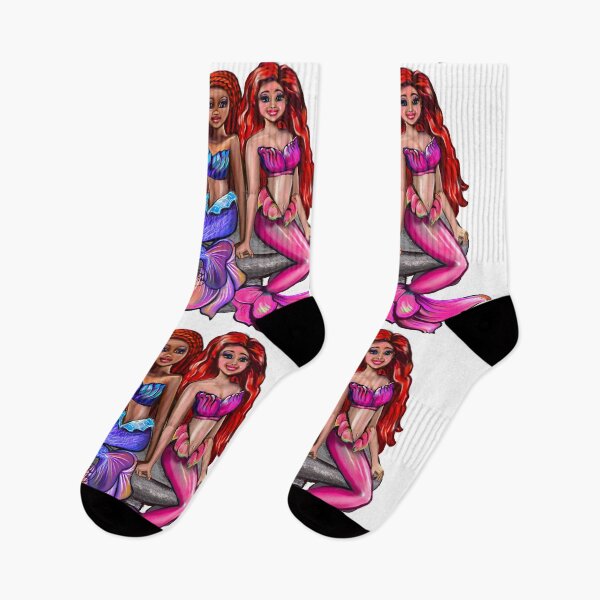 Item preview, Black mermaid and white mermaid sitting together. African American Mermaid  designed and sold by Artonmytee.