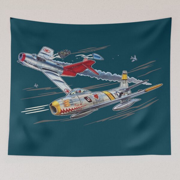 Item preview, Dogfight North American F86 Sabre Fighter vs MIG 15 Jet Illustration designed and sold by Motorenkammer.