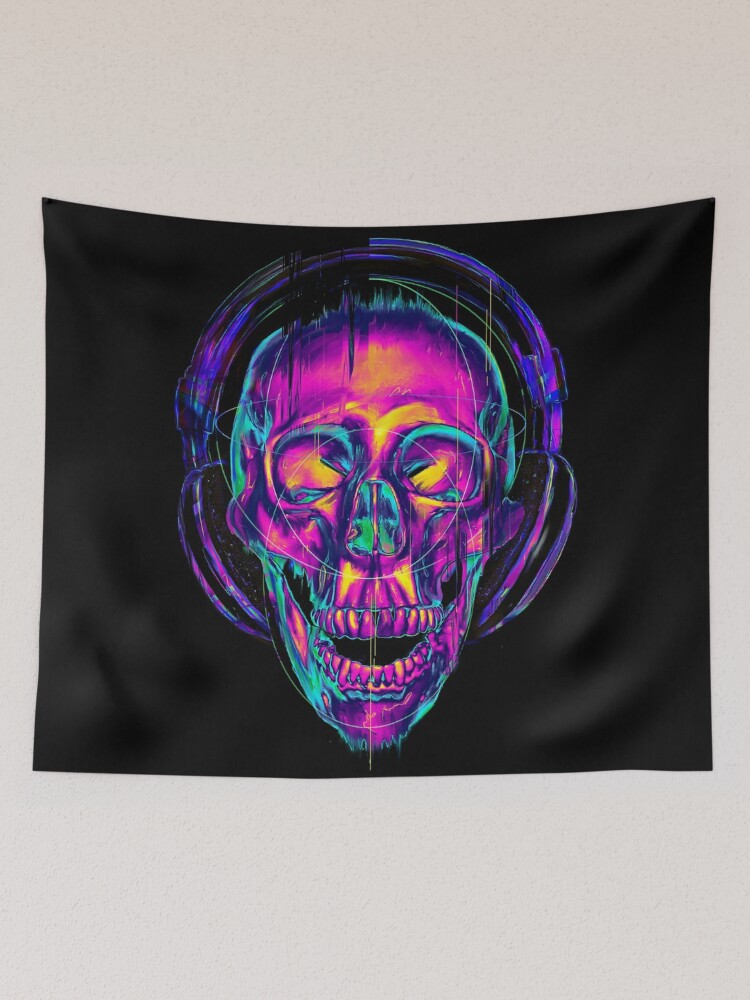 Trippy discount skull tapestry