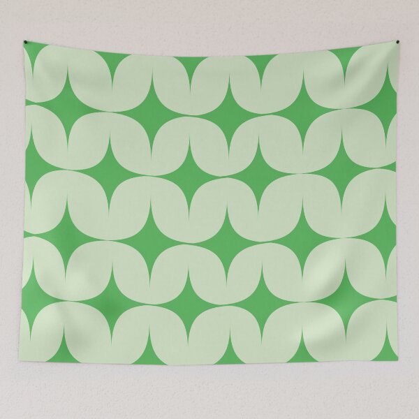 Item preview, Mid century modern white green atomic star on white  designed and sold by Yasminepatterns .