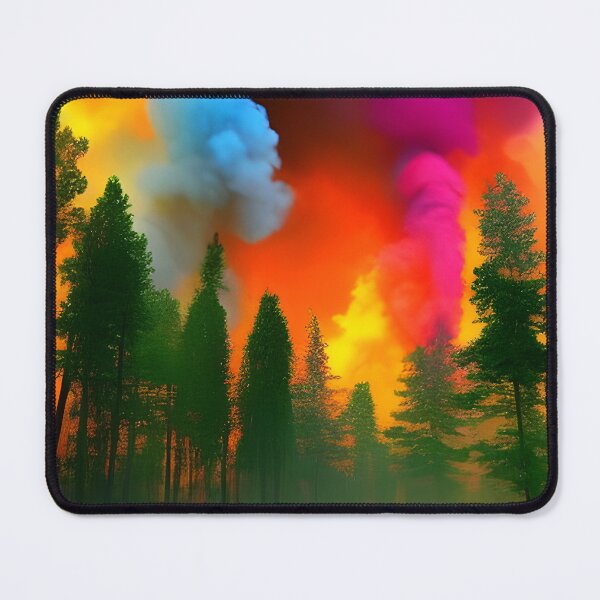 Item preview, Colourful Forest Fire with Smoke Rising into the Air , Ai Generated Art designed and sold by ACC .