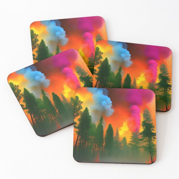 Item preview, Colourful Forest Fire with Smoke Rising into the Air , Ai Generated Art  designed and sold by ACC .